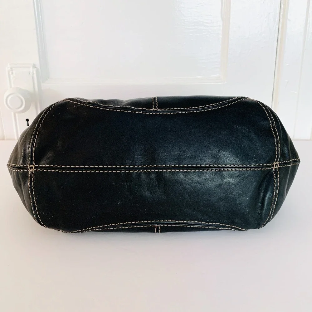 Michael Kors Y2K Black Crescent Brookville Buckle Hobo Bag‎ Silver Hardware RARE